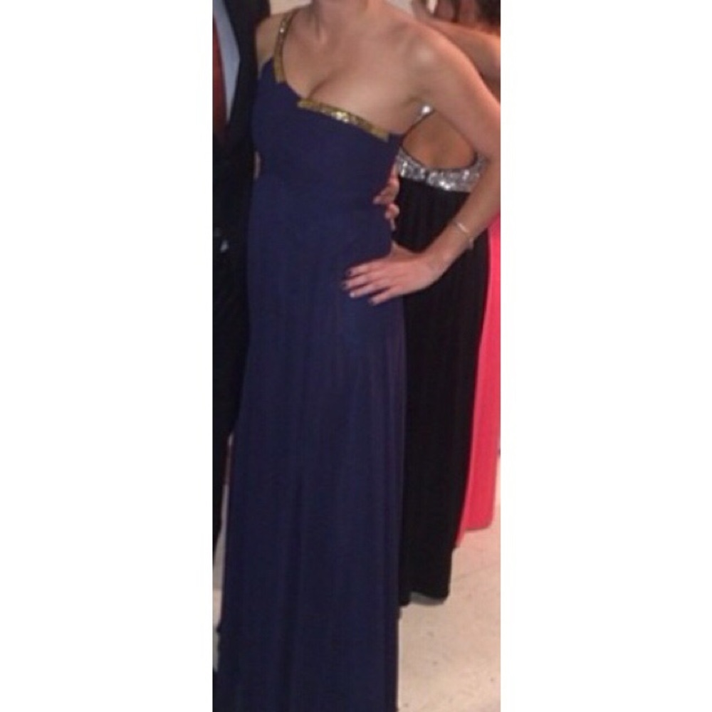 Navy with gold beading formal Calvin Klein dress